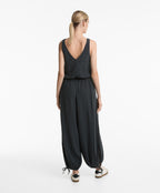 WIDE BALLOON LONG JUMPSUIT IN 100% COTTON