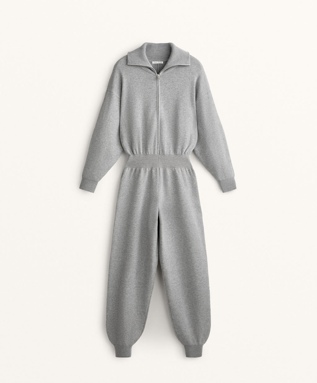 LONG HALF ZIP KNIT JUMPSUIT