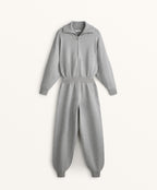 LONG HALF ZIP KNIT JUMPSUIT