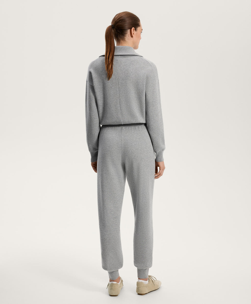 LONG HALF ZIP KNIT JUMPSUIT