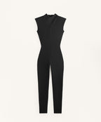 COMFORTLUX DRAPED NECK LONG JUMPSUIT