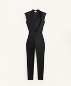 COMFORTLUX DRAPED NECK LONG JUMPSUIT