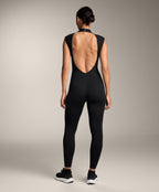 COMFORTLUX DRAPED NECK LONG JUMPSUIT