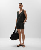 V NECK 100% LINEN TOP