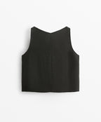 V NECK 100% LINEN TOP