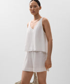 V NECK 100% LINEN TOP