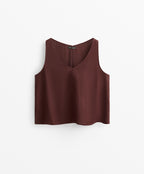 V NECK 100% LINEN TOP