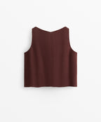 V NECK 100% LINEN TOP
