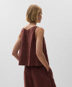 V NECK 100% LINEN TOP