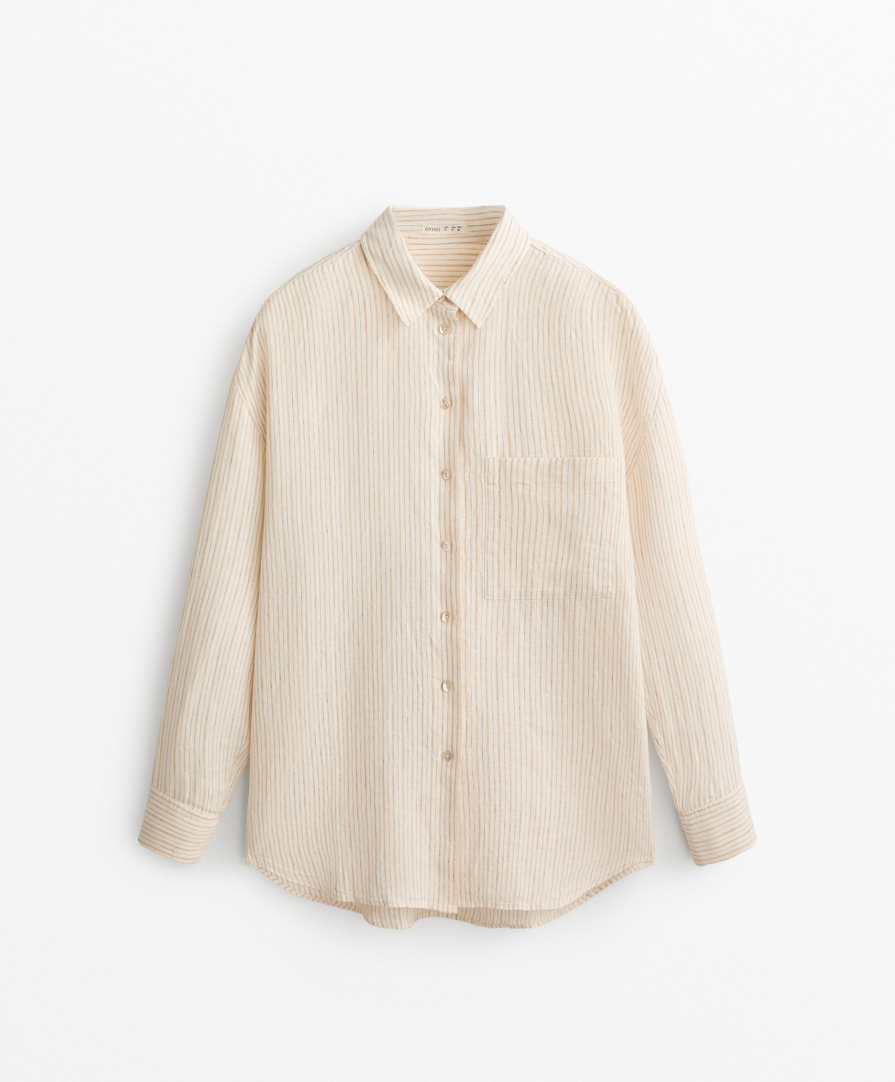 STRIPED 100% LINEN RELAXED SHIRT