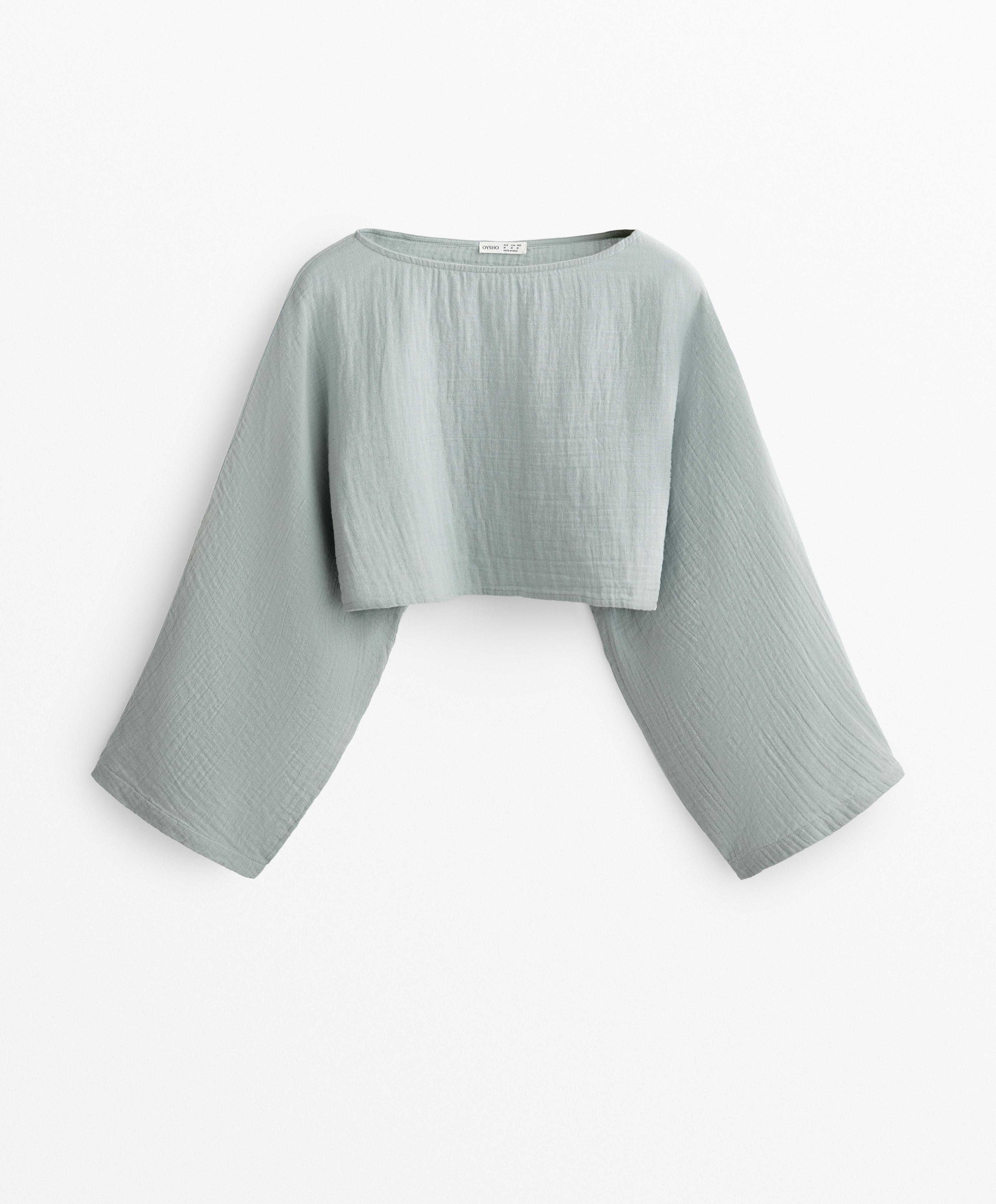 CAPE SLEEVE CROP TOP 100% COTTON