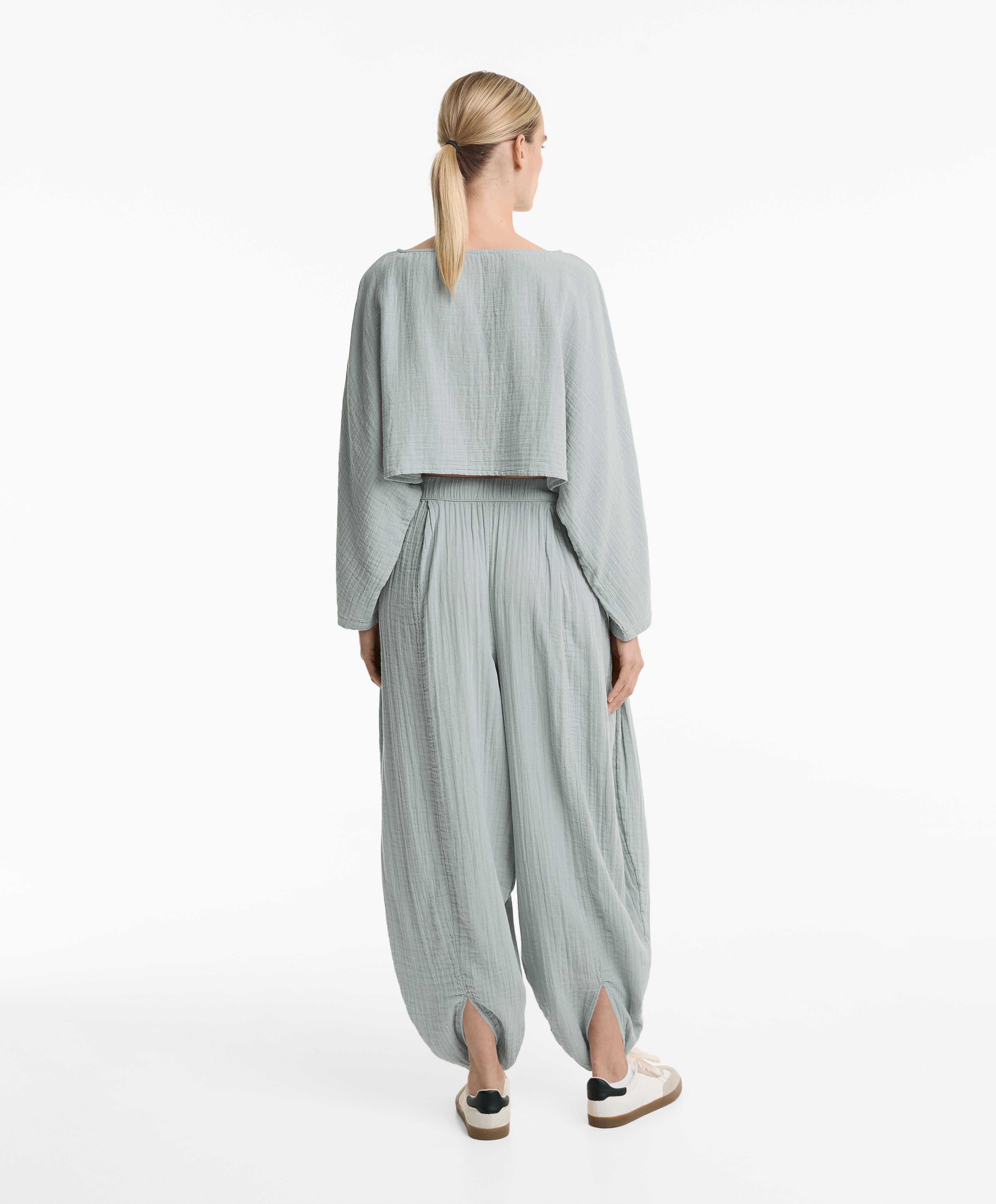 CAPE SLEEVE CROP TOP 100% COTTON