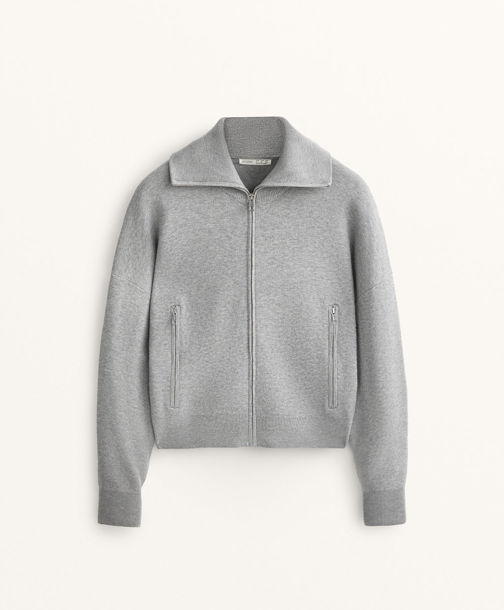 HIGH NECK KNIT JACKET WITH POCKETS