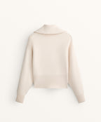 HIGH COLLAR KNIT JACKET WITH CONTRAST PIPING