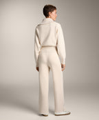 HIGH COLLAR KNIT JACKET WITH CONTRAST PIPING