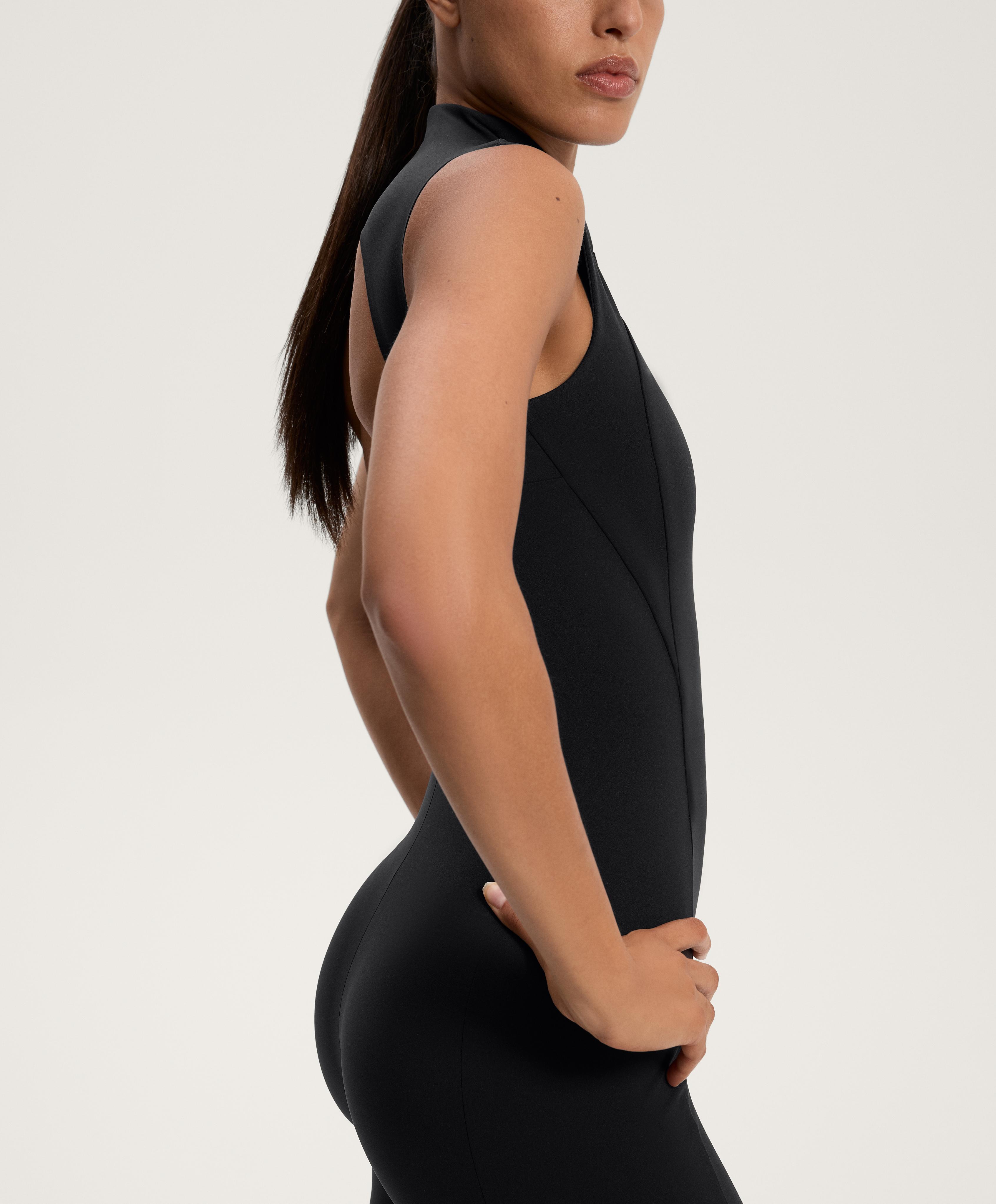 COMPRESSIVE HALF ZIP LONG JUMPSUIT