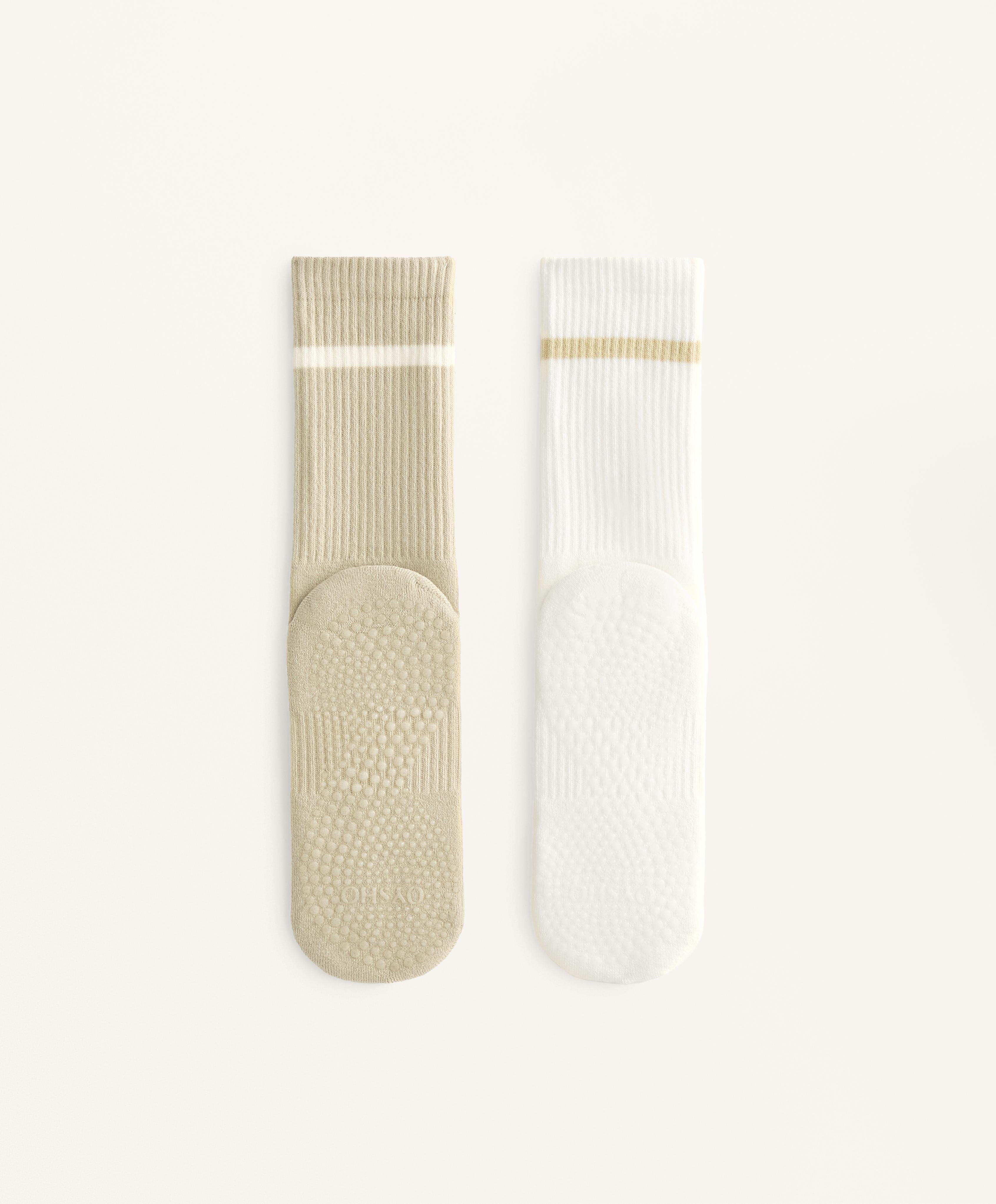 2 PAIRS OF CLASSIC YOGA AND PILATES COTTON BLEND SOCKS