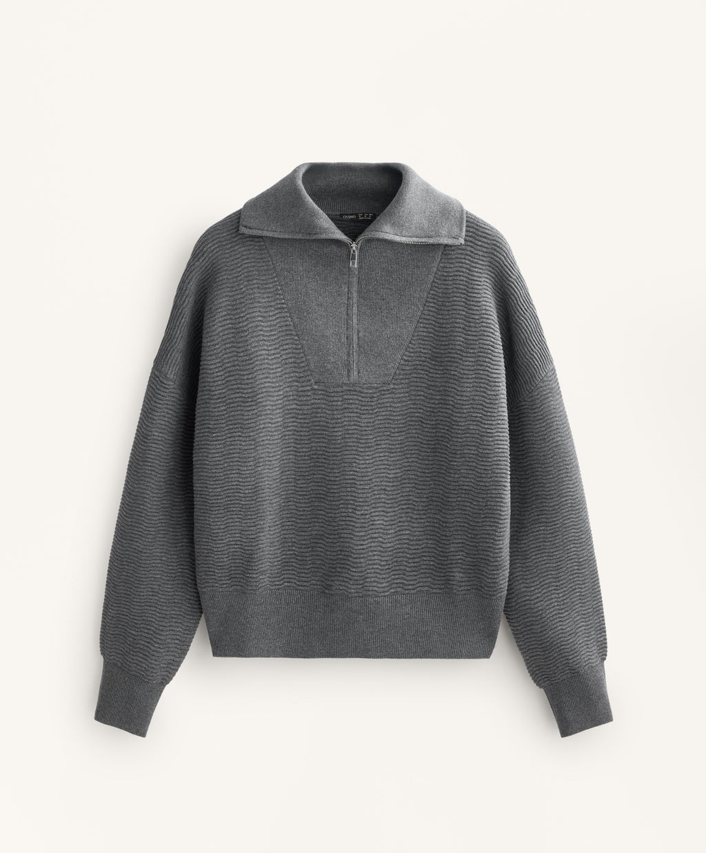 TEXTURED HALF ZIP KNIT JUMPER