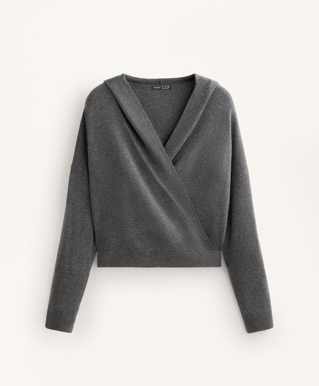 KNIT CROSSOVER HOODED JUMPER