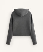 KNIT CROSSOVER HOODED JUMPER