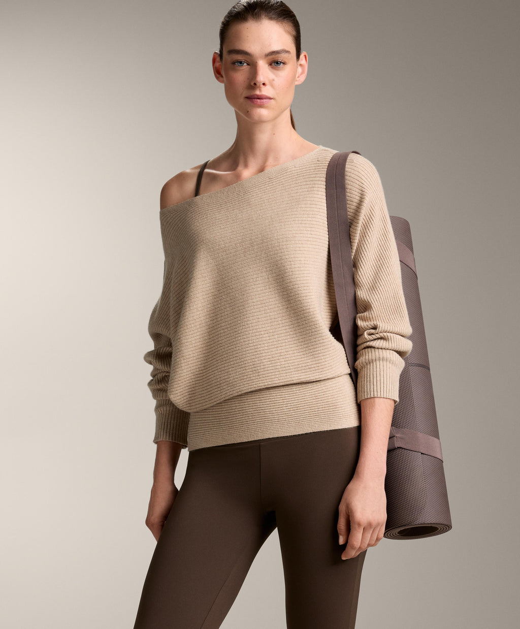 OFF THE SHOULDER RIB KNIT JUMPER