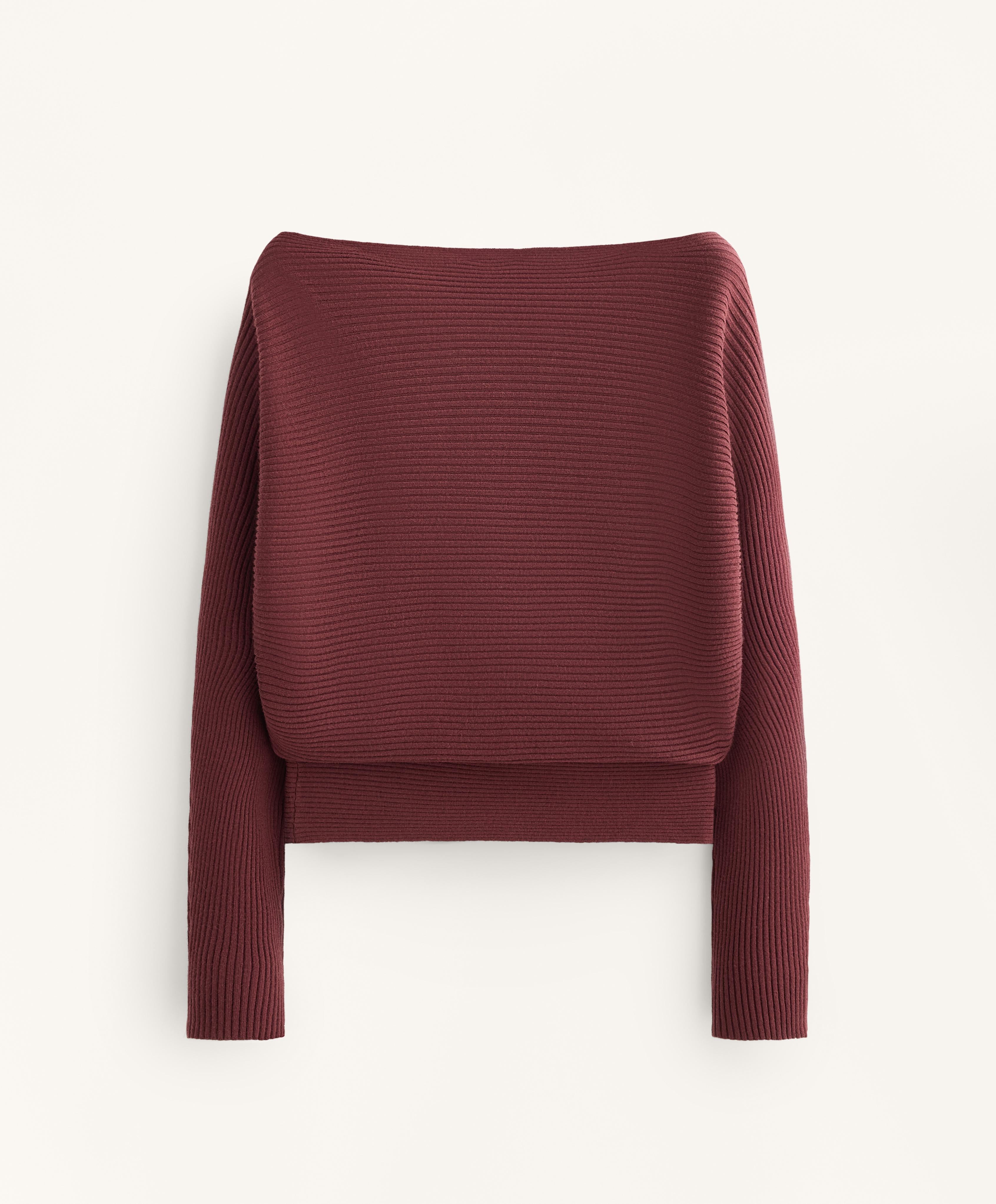 OFF THE SHOULDER RIB KNIT JUMPER