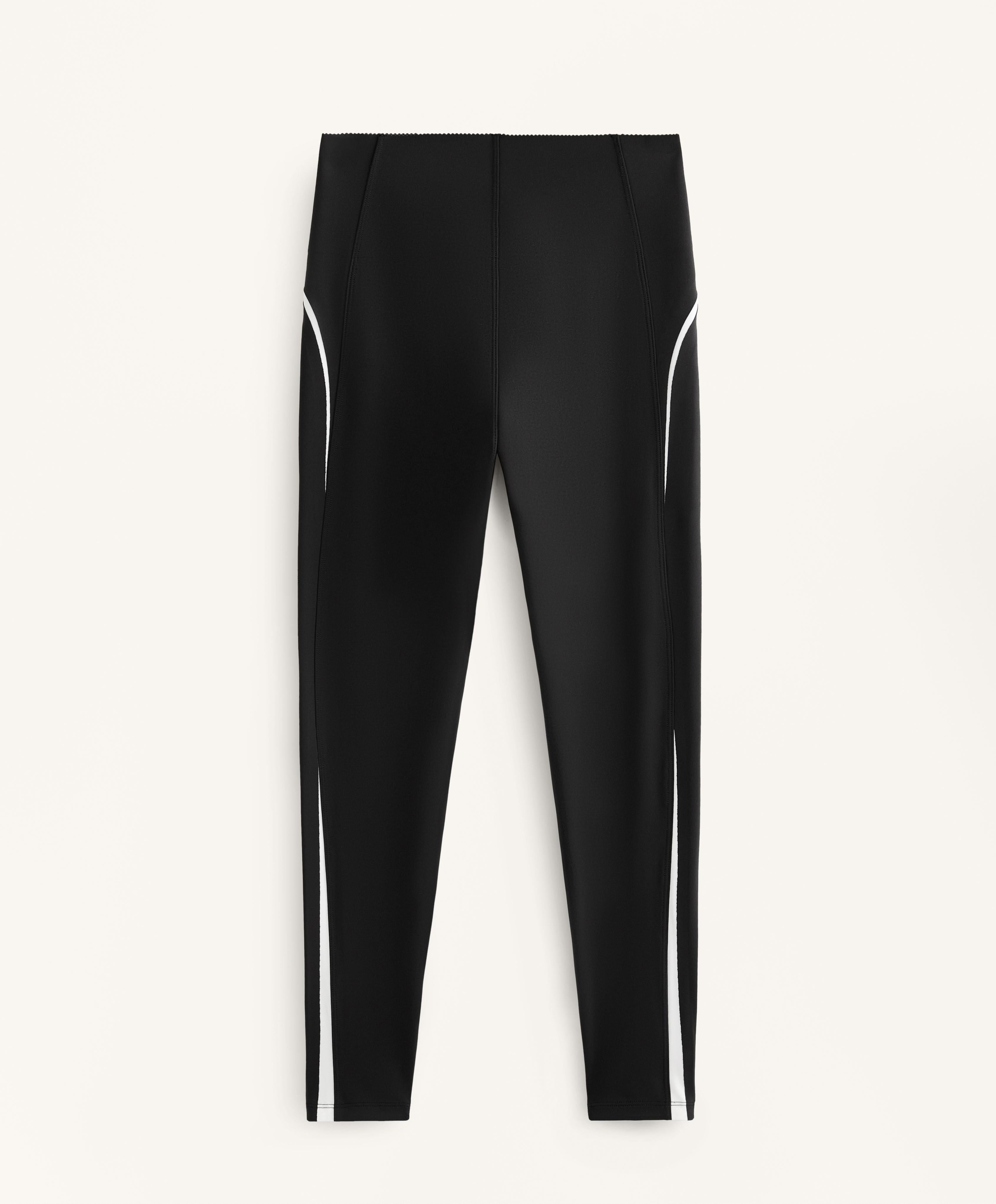 COMPRESSIVE HIGH RISE ANKLE LENGTH LEGGINGS WITH SIDE STRIPES 65CM