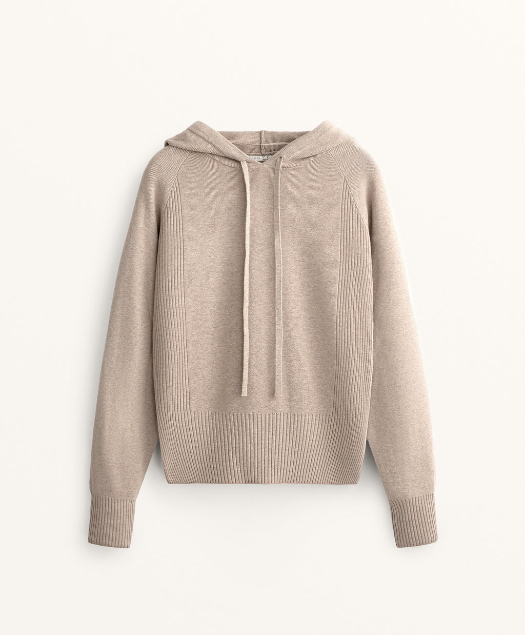 RIB JUMPER WITH DRAWSTRING HOOD AND FITTED WAIST