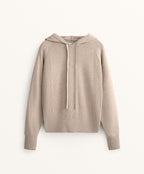 RIB JUMPER WITH DRAWSTRING HOOD AND FITTED WAIST