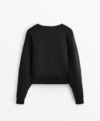 V NECK FITTED WAIST SWEATSHIRT WITH SOFT FEEL MODAL