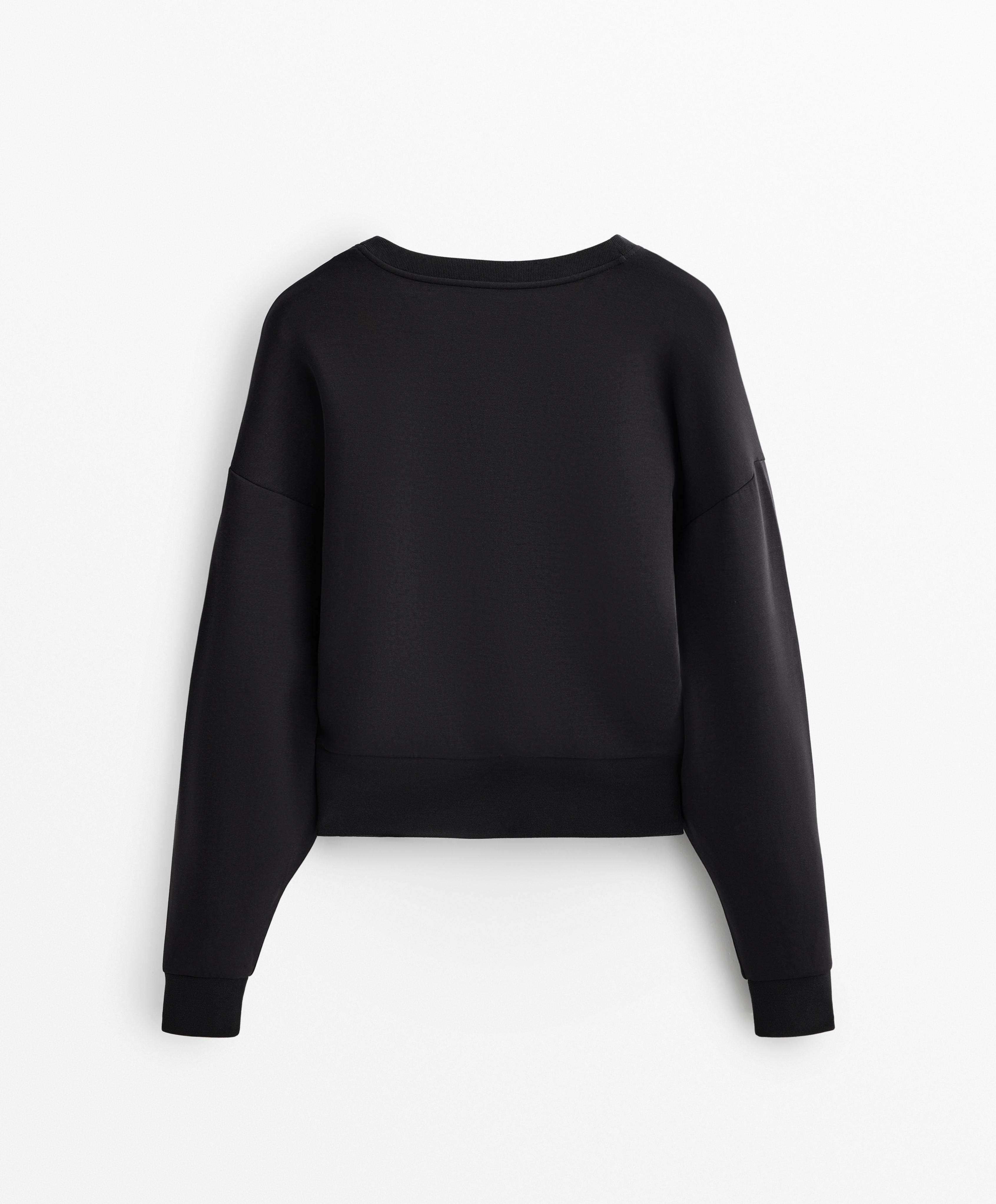 V NECK FITTED WAIST SWEATSHIRT WITH SOFT FEEL MODAL