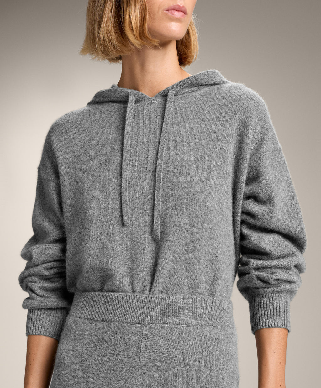 100% CASHMERE KNIT HOODIE SWEATSHIRT