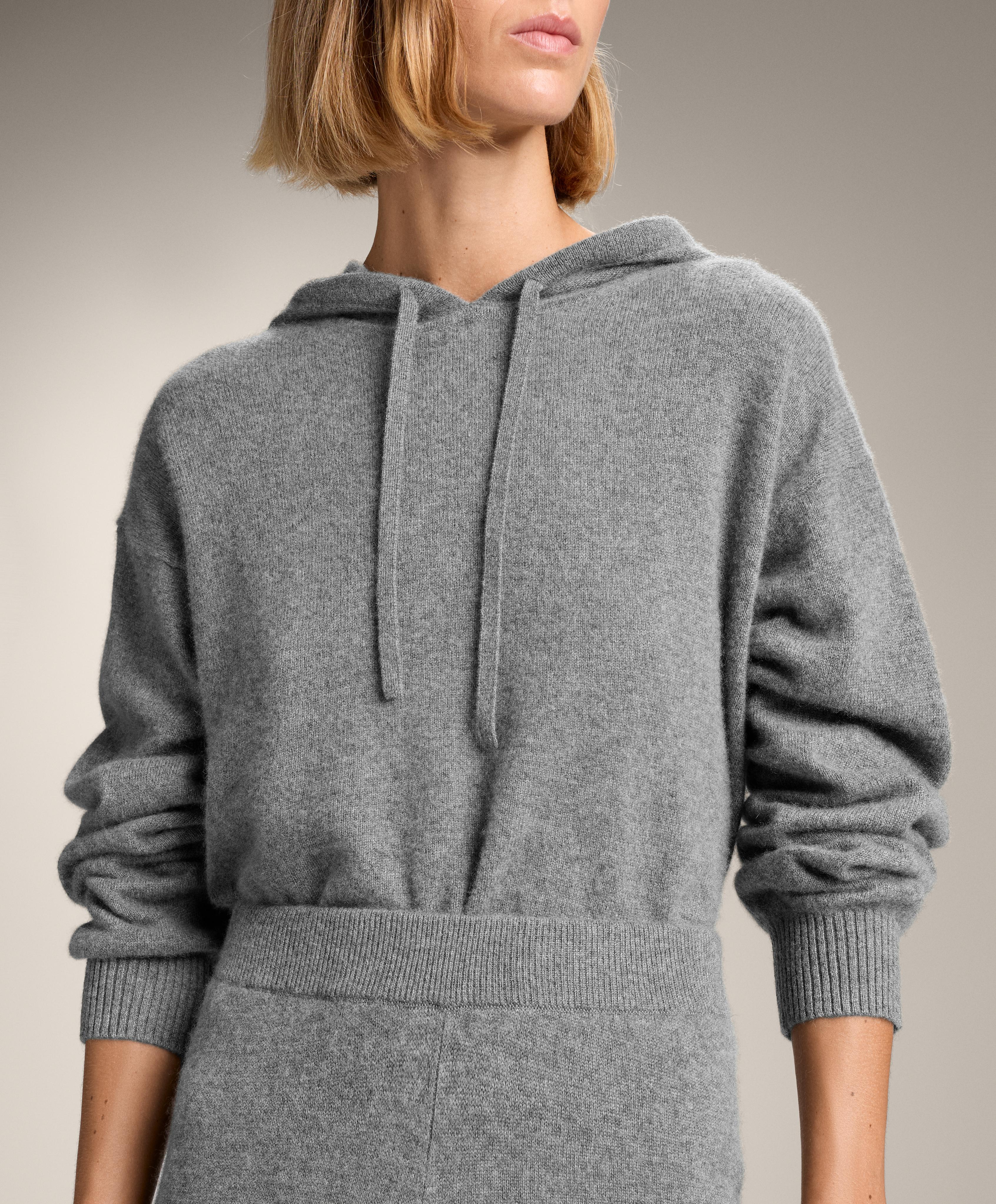 100% CASHMERE KNIT HOODIE SWEATSHIRT