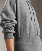 100% CASHMERE KNIT HOODIE SWEATSHIRT