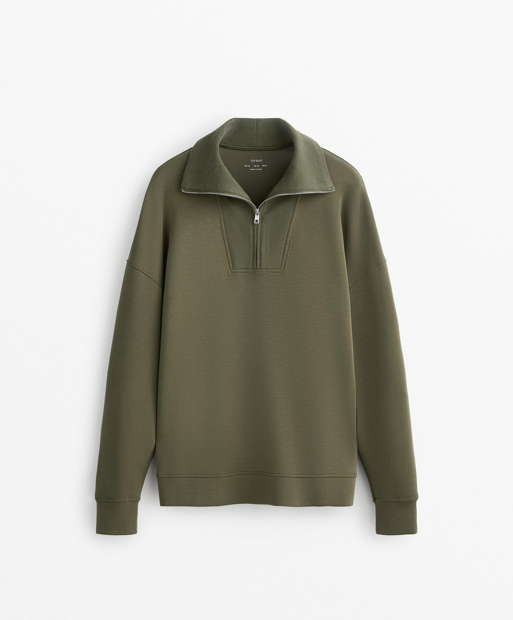 HALF ZIP SWEATSHIRT WITH RIB DETAIL IN SOFT TOUCH MODAL