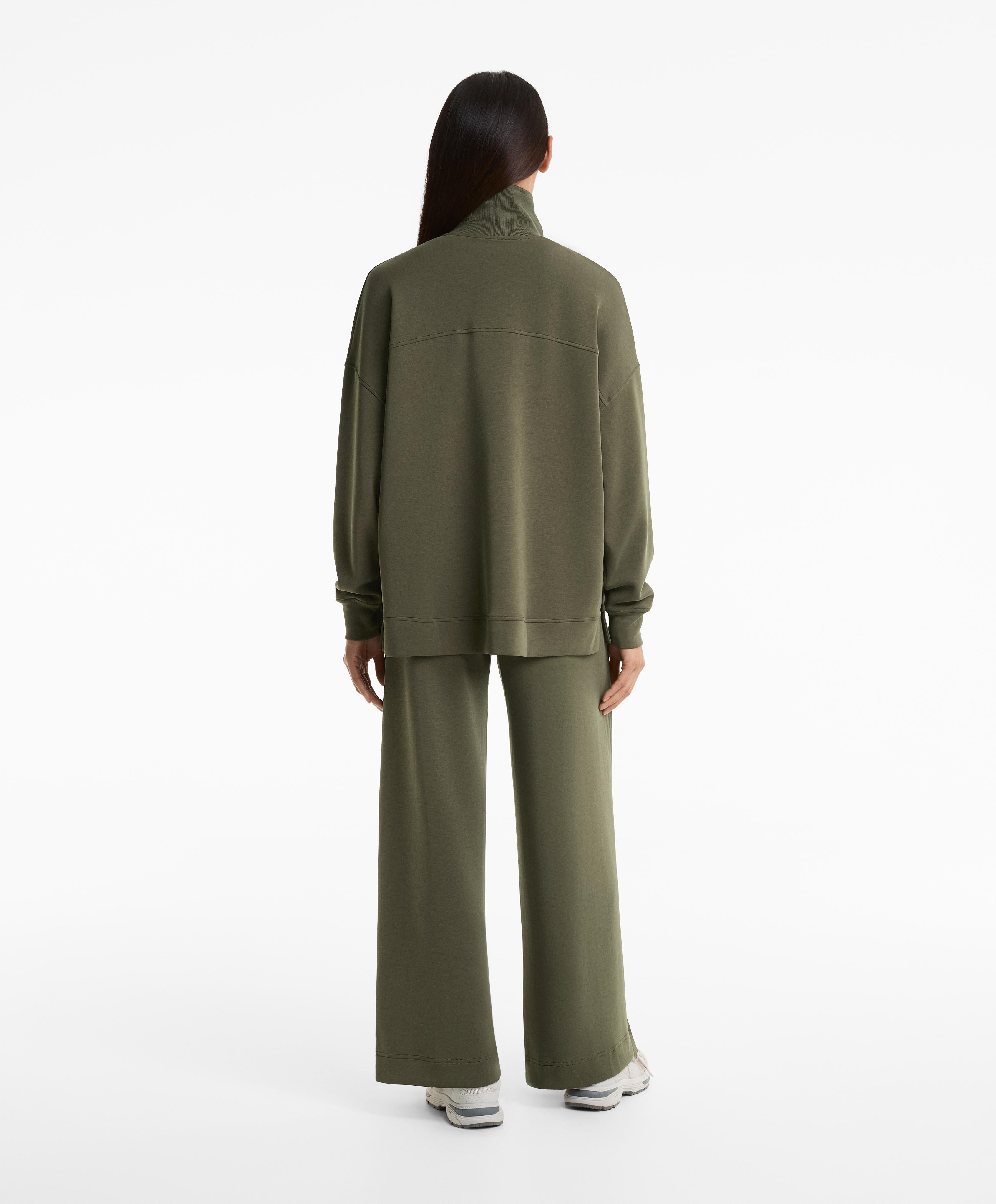 HALF ZIP SWEATSHIRT WITH RIB DETAIL IN SOFT TOUCH MODAL