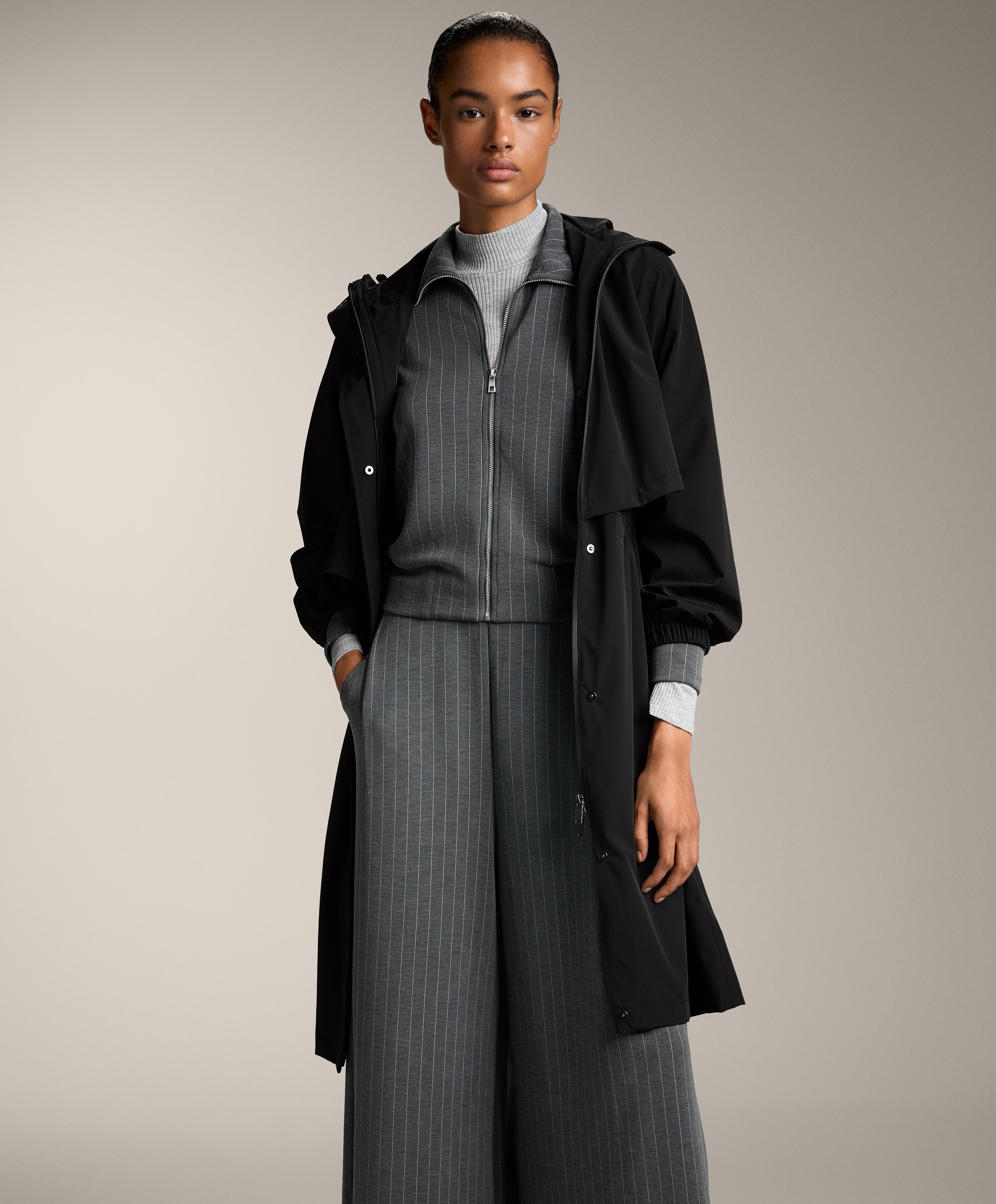 STRIPED BOXY JACKET WITH BACK PLEAT AND SOFT TOUCH MODAL