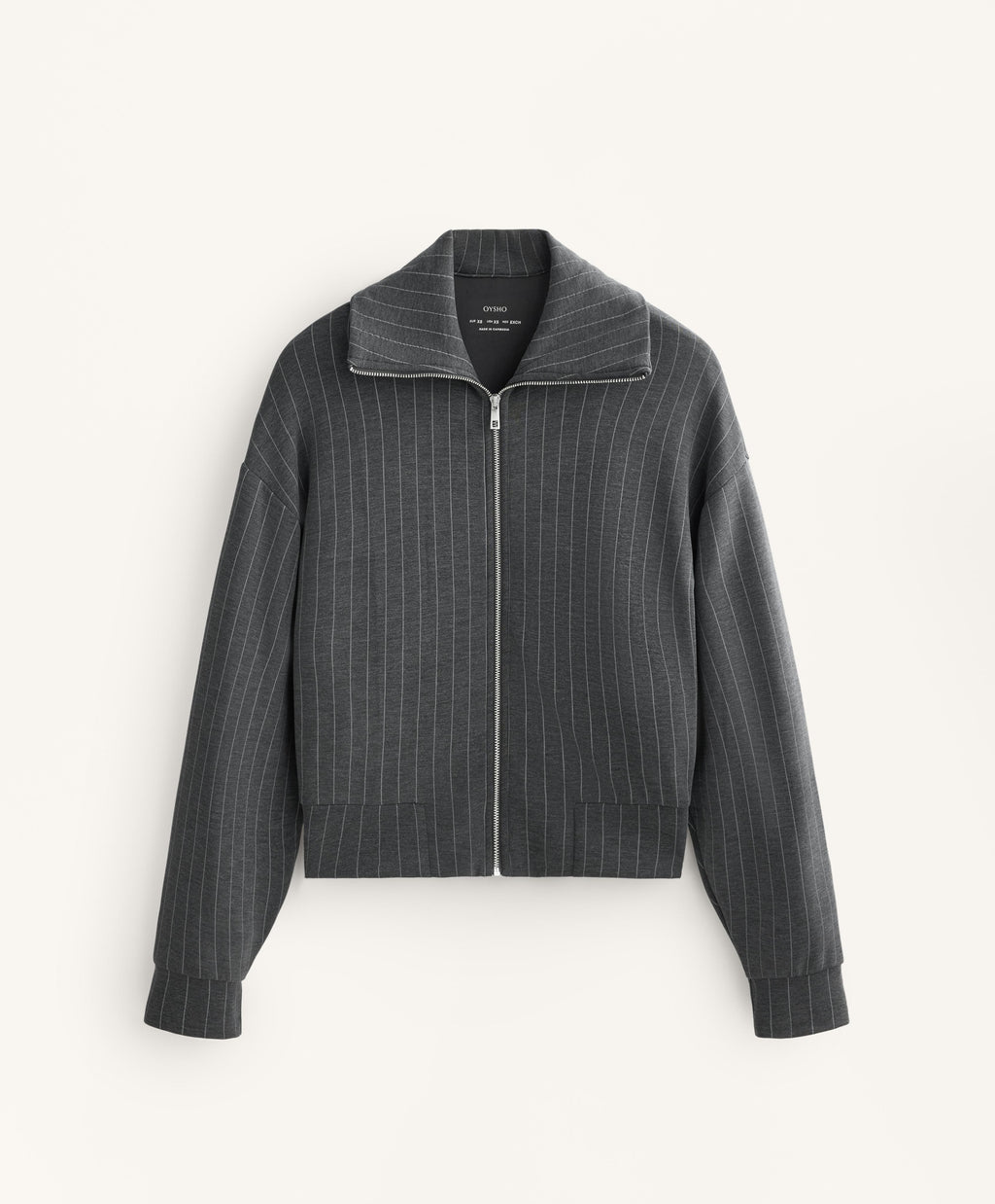 STRIPED BOXY JACKET WITH BACK PLEAT AND SOFT TOUCH MODAL