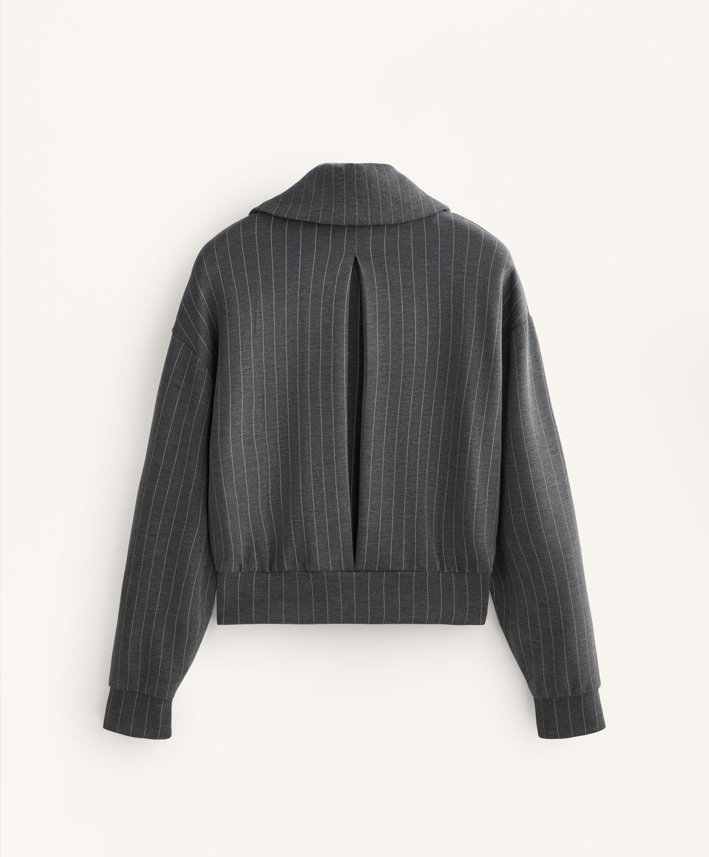 STRIPED BOXY JACKET WITH BACK PLEAT AND SOFT TOUCH MODAL