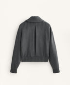 STRIPED BOXY JACKET WITH BACK PLEAT AND SOFT TOUCH MODAL