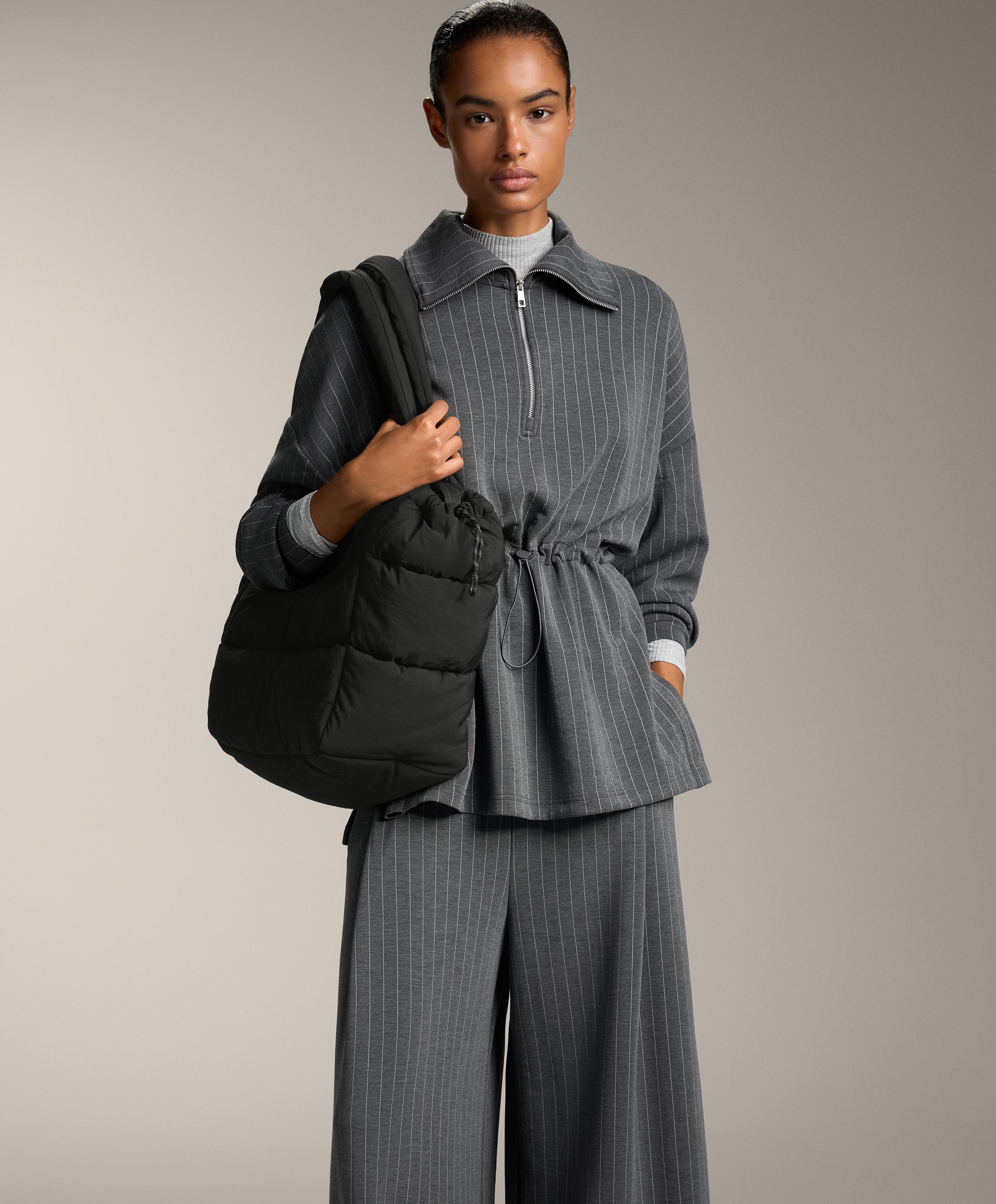 LONG STRIPED JACKET WITH ADJUSTABLE WAIST AND SOFT TOUCH MODAL