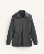 LONG STRIPED JACKET WITH ADJUSTABLE WAIST AND SOFT TOUCH MODAL
