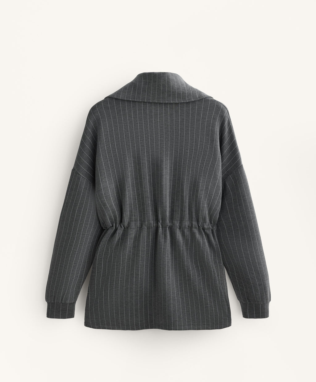 LONG STRIPED JACKET WITH ADJUSTABLE WAIST AND SOFT TOUCH MODAL