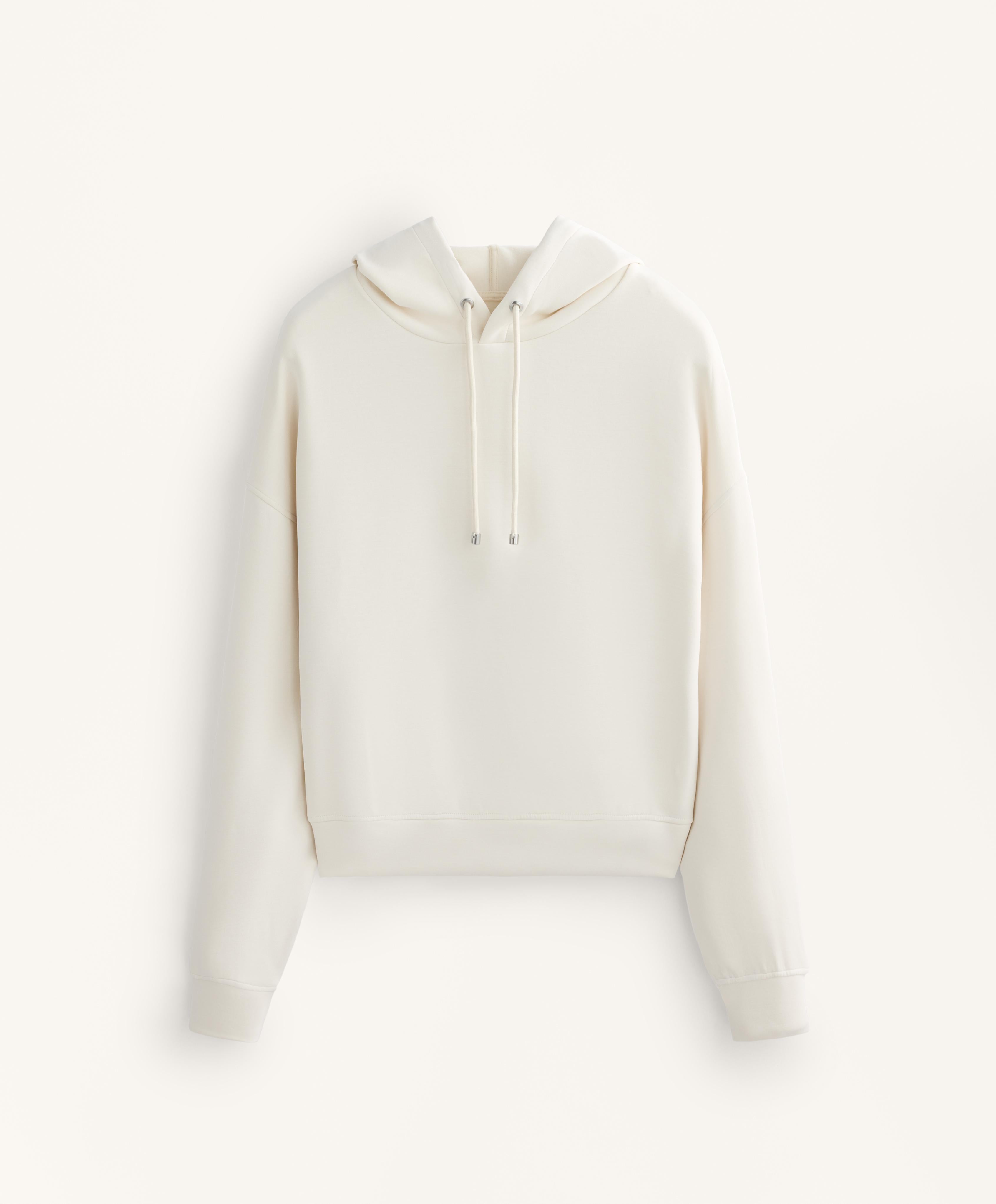 BOXY HOODED SWEATSHIRT WITH BRUSHED MODAL