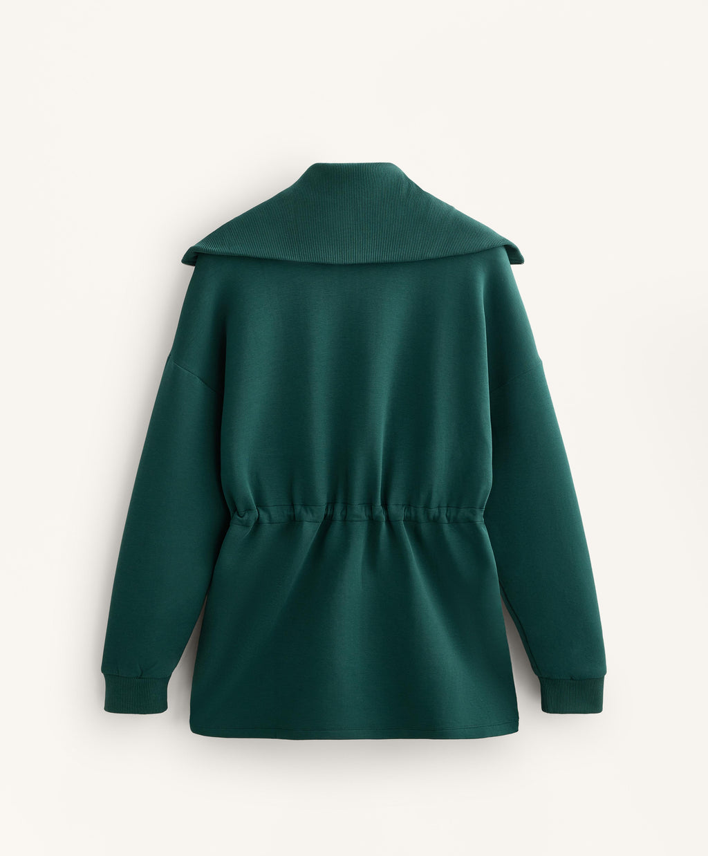 LONG JACKET WITH ADJUSTABLE WAIST, RIB COLLAR IN A COTTON BLEND