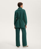 LONG JACKET WITH ADJUSTABLE WAIST, RIB COLLAR IN A COTTON BLEND