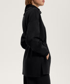 LONG JACKET WITH ADJUSTABLE WAIST, RIB COLLAR IN A COTTON BLEND