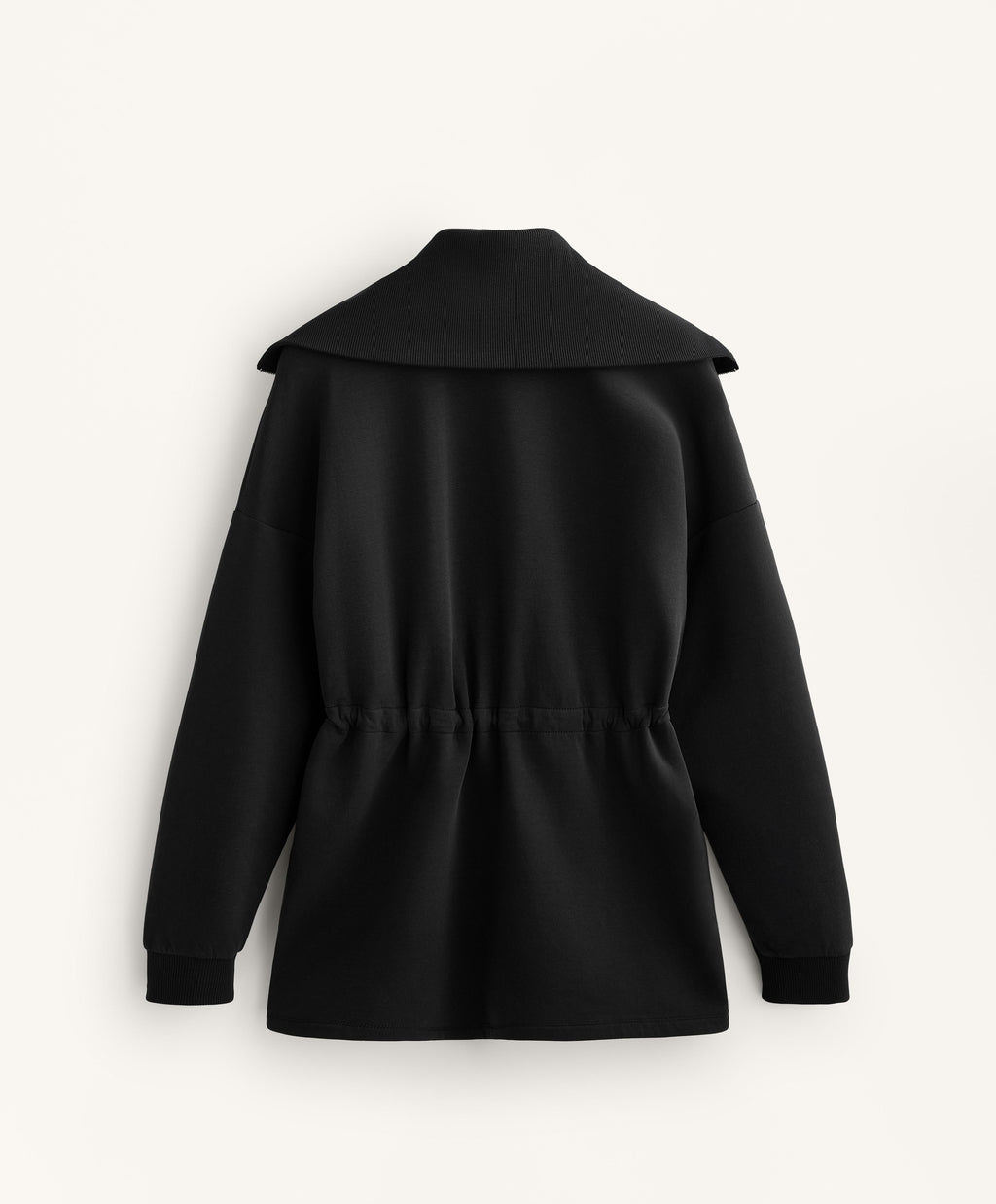LONG JACKET WITH ADJUSTABLE WAIST, RIB COLLAR IN A COTTON BLEND