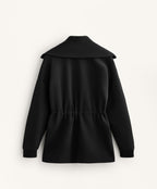 LONG JACKET WITH ADJUSTABLE WAIST, RIB COLLAR IN A COTTON BLEND