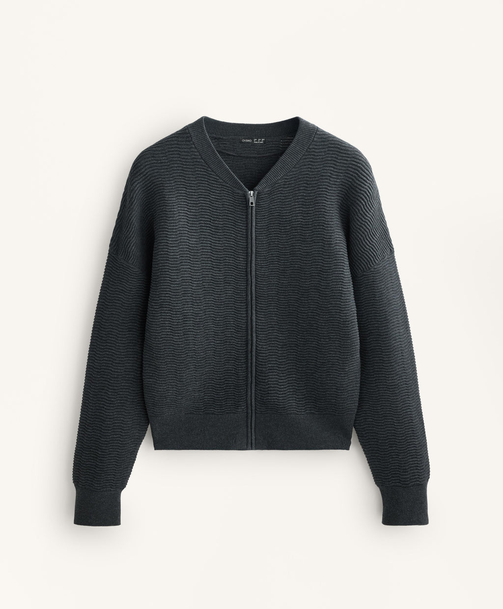 STRUCTURED KNIT ZIP THROUGH JACKET